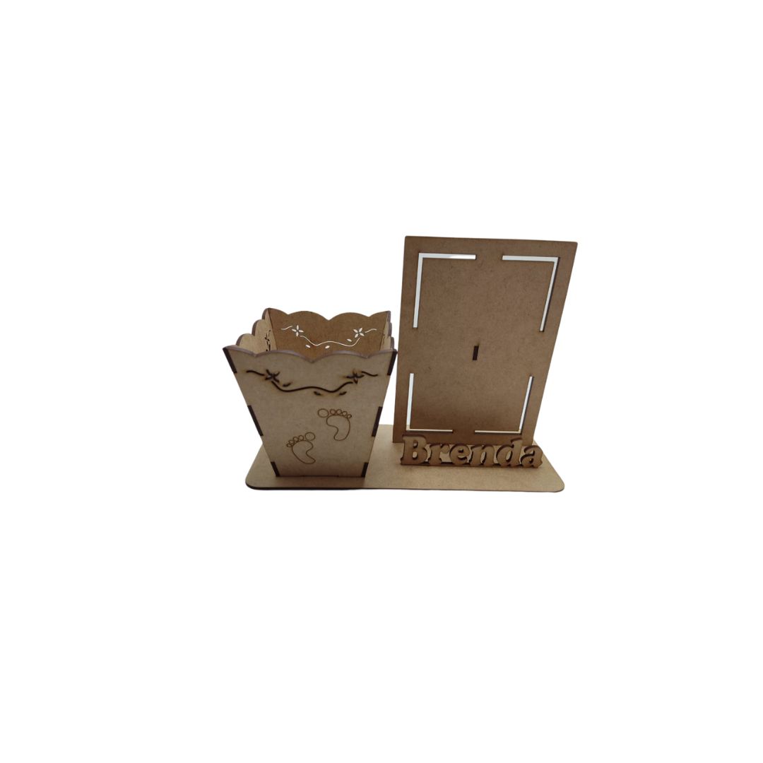 centro mesa PORTA CANETA E FOTO 10X15CM COM NOME - Imagem 1